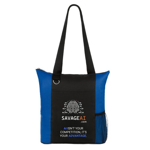 SAVAGEAI.com Business Tote Royal Blue and Black Business Tote with SAVAGEAI.com logo and the tagline "AI ISN'T YOUR COMPETITION, IT'S YOUR ADVANTAGE." The words "AI" and "ADVANTAGE" are highlighted.